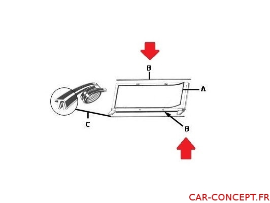 Joint de cadre de pare brise inférieur ou supérieur 181