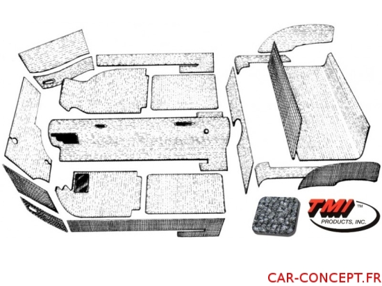 Kit moquette grise pour Karmann Ghia 58/68