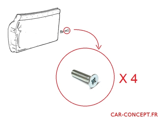 Set 4 vis de caoutchoucs centrage de porte Cabriolet et Karmann Ghia