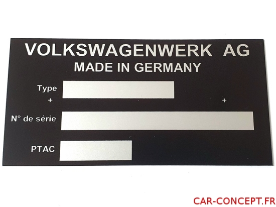 Plaque constructeur Volkswagen vierge 70/80