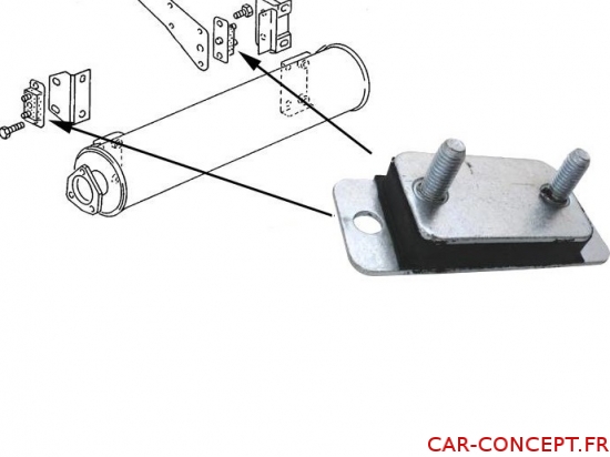 Silentbloc d'échappement T3 diesel et turbo 81/92