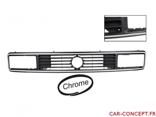 Calandre phares carrés noire et chromée pour Transporter