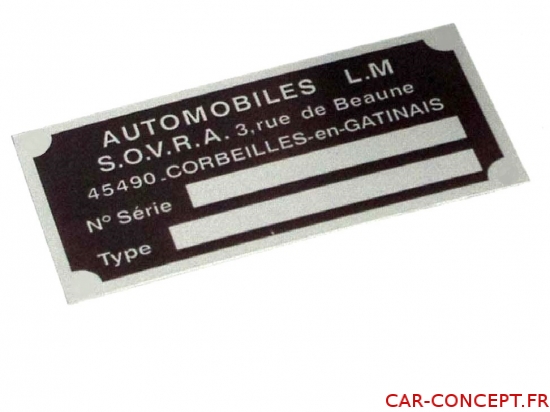 Plaque constructeur Buggy LM SOVRA