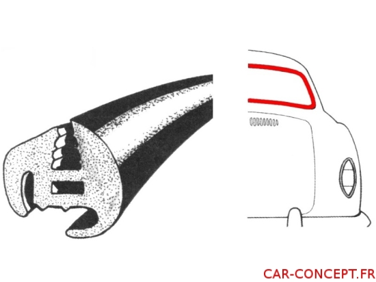 Joint lunette arrière standard Karmann Ghia 56/74