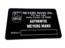 Plaque constructeur Buggy MEYER MANX