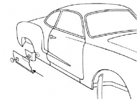 Tôle de bas d'aile arrière droite 56/74 KARMANN