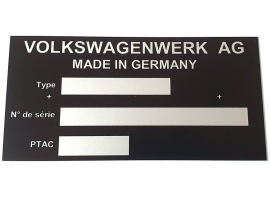 Plaque constructeur Volkswagen vierge 70/80