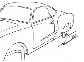 Tôle de bas d'aile arrière gauche 56/74 KARMANN