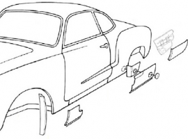 Tôle de coin d'aile arrière gauche 56/74 KARMANN