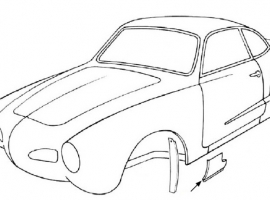 Tôle de bas d'aile avant gauche 56/74 KARMANN
