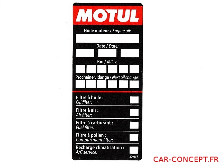 Étiquette de vidange MOTUL (cox, combi)