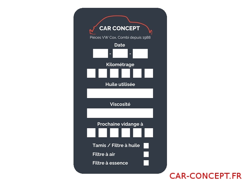 Étiquette de vidange CAR CONCEPT (cox, combi)